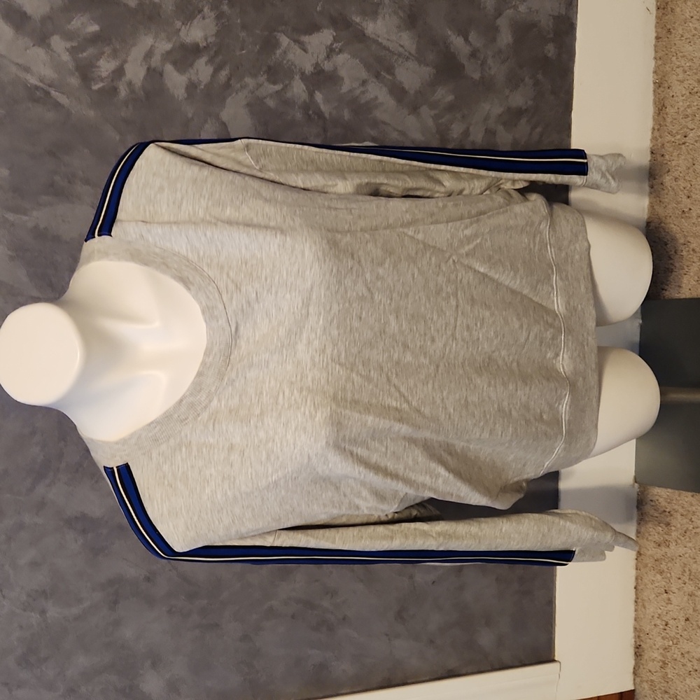 Express Gray Blue Stripe Sweatshirt Sz LG